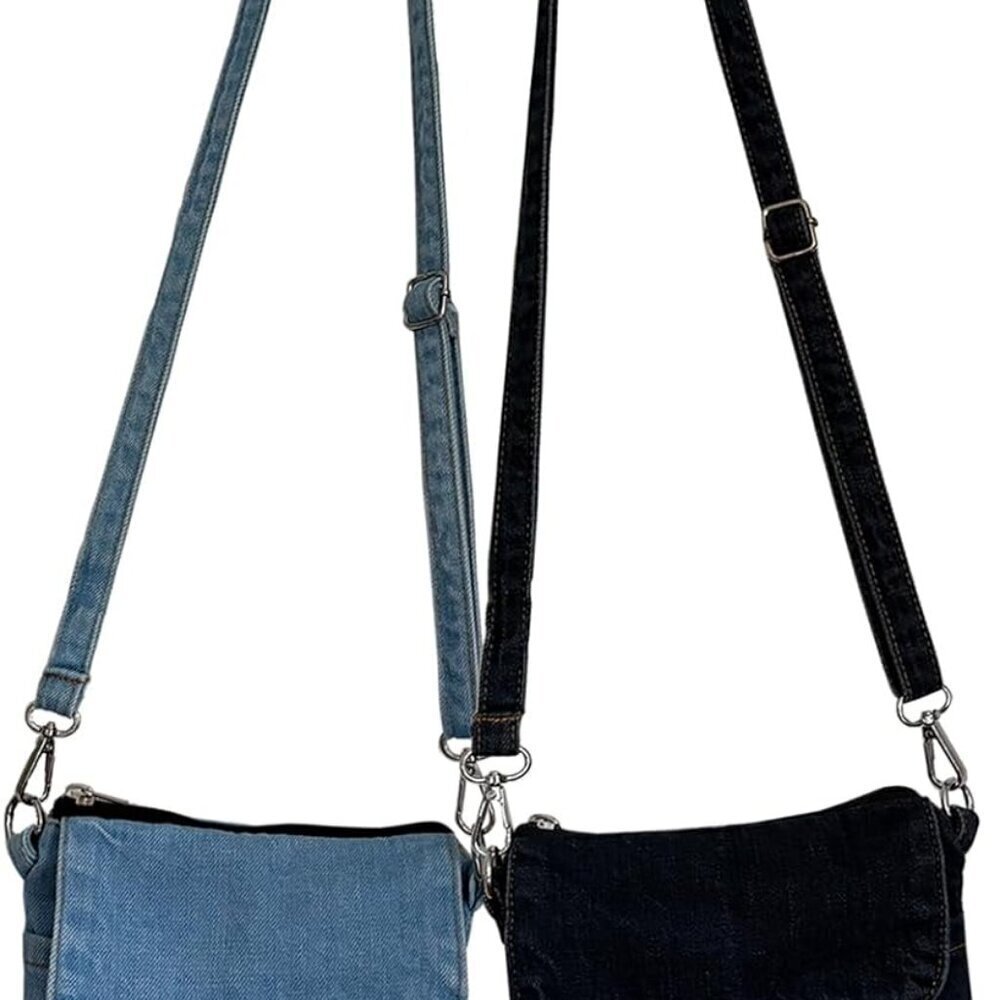 2 Pcs Denim Shoulder Bags Small Crossbody Purse Women Adjustable Compact
